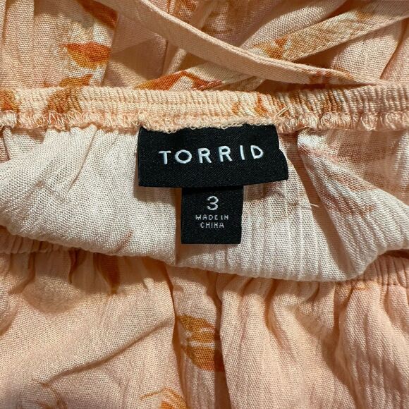 Torrid Women's Floral Blouse Size 3 Lightweight Drawstring Corset Peplum Girly - Picture 2 of 6